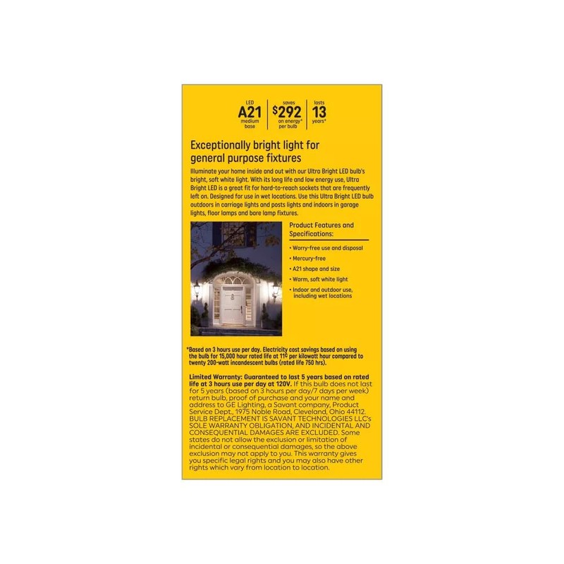 G E Lighting 272394 23W A21 SW Ultra Bright LED