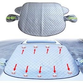 Newtic Sun Protection Car Windscreen Cover, Sun Protection Windscreen Cover, Magnetic Fixation, Foldable Car Window Cover for Sun, Against Snow, Frost, Dust