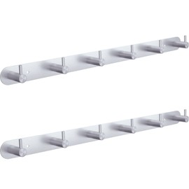 DGYB Set of 2 Coat Rack Wall Mount 6 Brushed Nickel Coat Hooks Wall Mount Stainless Steel 16 inch Towel Hanger for Bathroom Bedroom Mudroom Entryway