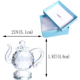 Waltz&F Mini Crystal Teapot Collectible Figurine Paperweight Home Table Decoration
