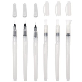 Water Brush Set of 6 Watercolor Brush Pens, Water Brush Pen, Easy to Clean, Large Capacity, Multi-Purpose, Art Supplies, For Kids, Beginners, Brush Painting, Drawing