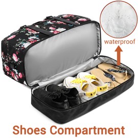 Weekender Bags for Women, Large Overnight Bag Canvas Travel Duffel Bag Carry On Tote with Shoe Compartment 21" 3Pcs Set