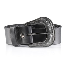 Angus Stoke Garry Buffalo Leather Western Belt - Handmade Cowboy & Rodeo Belt for Men & Women - Vintage Leather Belt with Metal Buckle, black