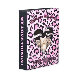 Kpop Photocard Holder Book 80 Pockets 3 Inch Mini Photo Collection Book 20 Sleeves Large Capacity Black Photocard Album Binder Pink Leopard Pattern Heart Photo Album K Pop Accessories Stuff