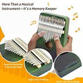 17 Key Kalimba Thumb Piano - Portable Finger Piano with Tuning Hammer & Study Guide, Premium Wood, Unique Musical Gift for Adults & Kids & Beginner-Butterfly Love Flower-D