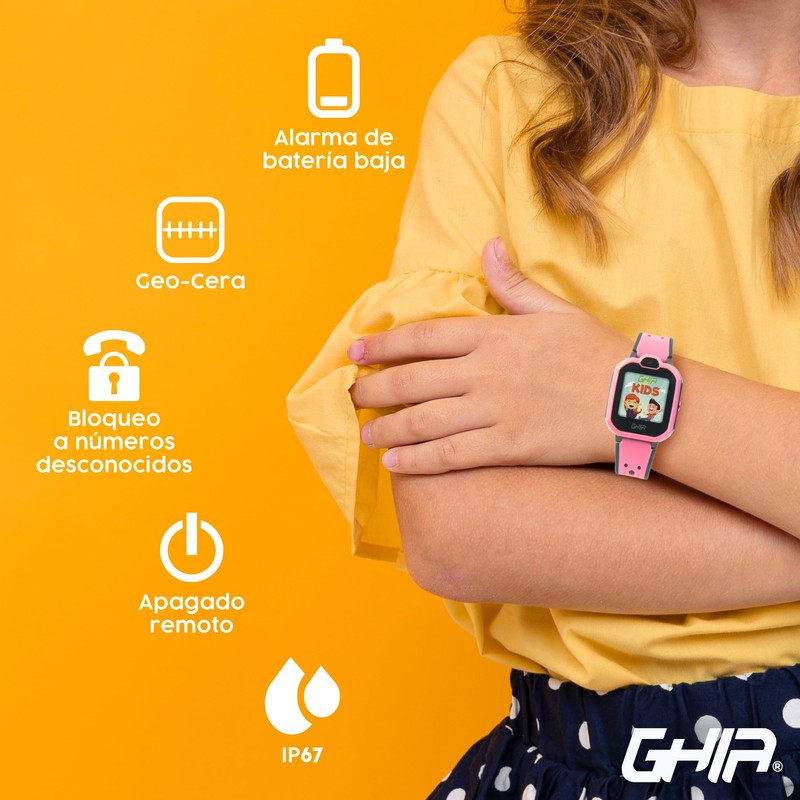 GHIA Smartwatch Kids GAC-183R, 1.54" Pulgadas, Touch, Linterna, Cámara, Sim