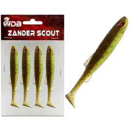 Wild Devil Baits Zander Scout Rubber Fish Shad Zander Bait (UV Green Pumpkin Chartreuse, 12.5 cm)