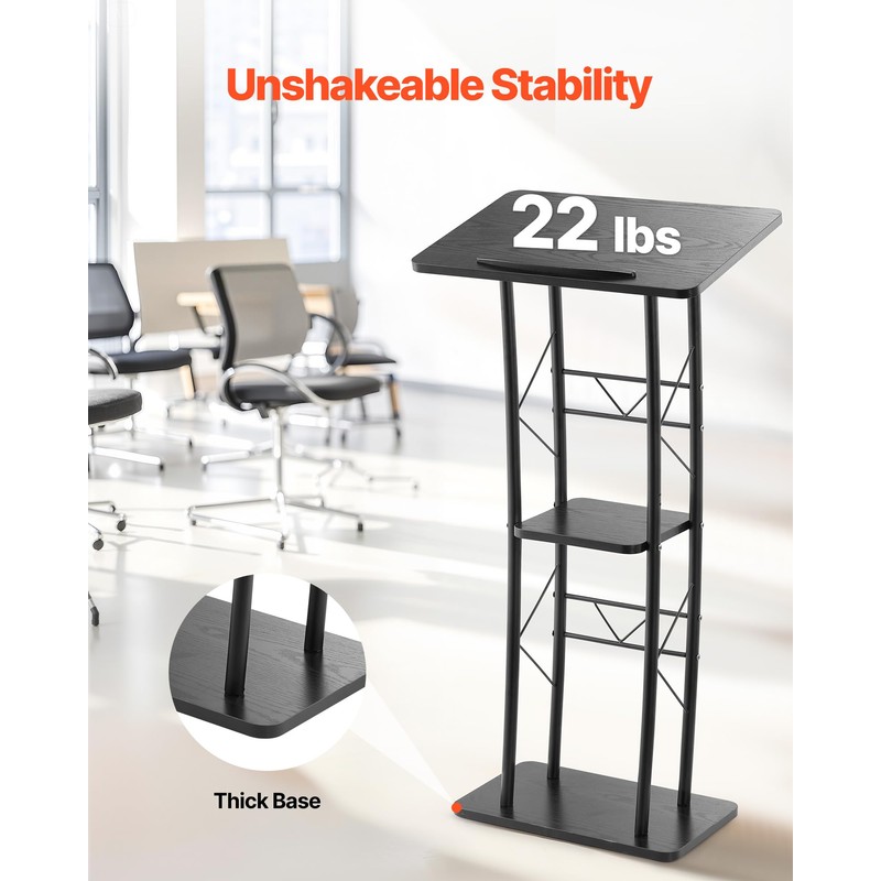 VEVOR Podium Stand, 47-Inch Metal Lectern, Curved Standing Podium with