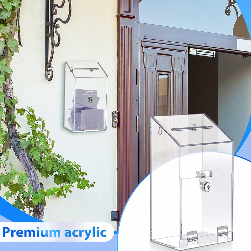 Juexica 2 Pcs Acrylic Donation Box 10.2" x 5.6" x