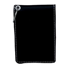 Faux Leather Business Card/Credit Card/ID Holder with Keychain (Black)