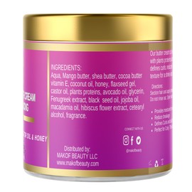 Organic Coconut Curl Enhancing Cream with Flaxseed, Black Castor Oil. Curls Detangler, Moisture-rich, Curl Revival Cream. Anti-Frizz, Defines All Curl Types & textures. Sulfate & Parabens free. 8 oz