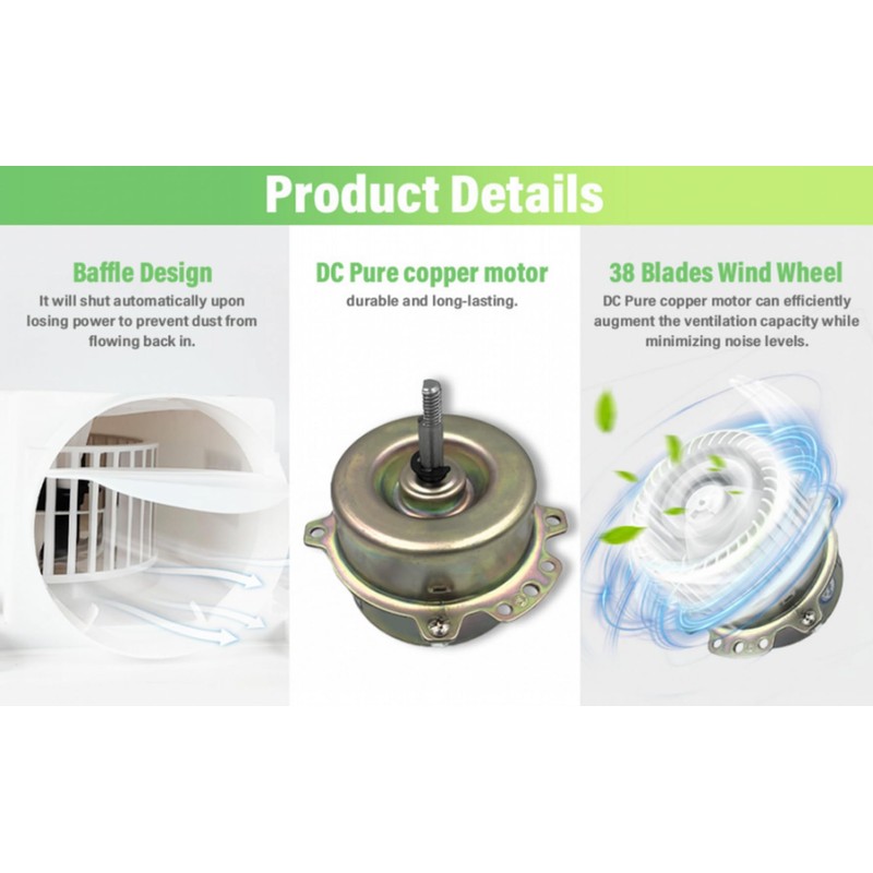 yeler Bathroom Exhaust Fan with Light DC Energy-Saving Bathroom Ventilation