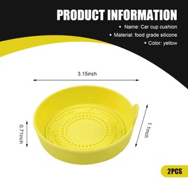 Zikefest 2PCS Car Cup Coaster, Non-Slip Cup Holder, Silicone Cup Holder Insert for Car, Anti-Spill Coaster, Universal Car Interior Accessories for Women and Men (Yellow)