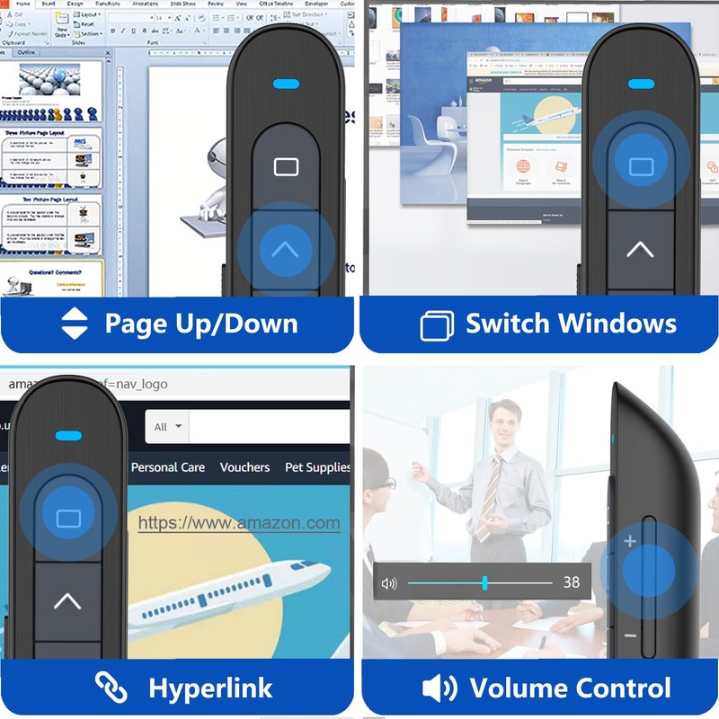 Presentation Clicker for PowerPoint Remote, Hyperlink Volume Wireless Presenter Remote