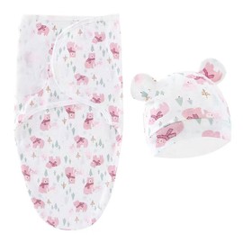 IUDWCG 2 Pcs Baby-Puckdecke und Puckmütze, verstellbare Neugeborene Puckdecke, Baby-Pucksack, 0–3 Monate, Baby-Puckdecke, weicher Baumwollschlafsack (Rosa)