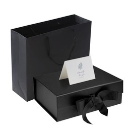 Gift Box with Lid for Presents,26x19x8cm,with Ribbon and Magnetic Closure for Christmas, Hanukkah, Fathers Day, Graduations, Weddings, Birthdays, Grooms Gifts, Engagements