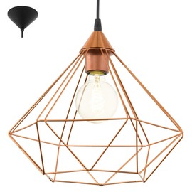 Eglo Tarbes Pendant Lamp, 1 Flame Vintage Pendant Lamp in Retro Look, Material: Steel, plastic. Colour: Copper, Black, Socket: E27. Diameter: 32.5 cm