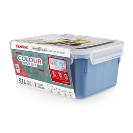 Tefal Masterseal Colour Edition Aqua Blue Rectangular 4-Piece 100% Airtight 100% Safe Dishwasher Safe Trendy Colours N1030810