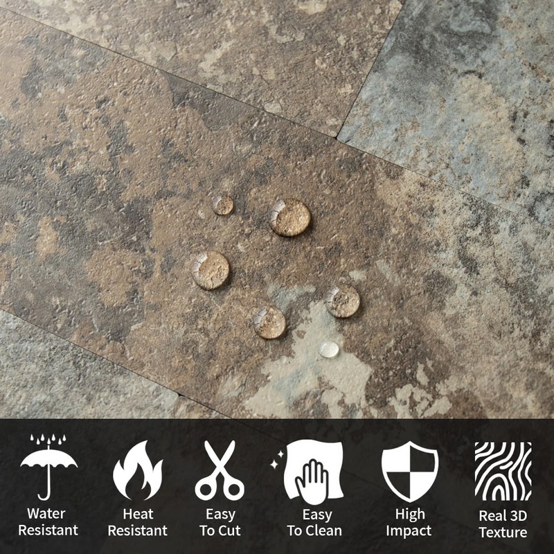 AULIGET 4-Piece Beige & Brown Slate Peel and Stick Backsplash