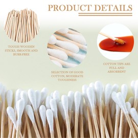 FERCAISH 200 PCS Long Cotton Buds, 15 cm Wooden Handle Cotton Swabs, Single Head Earbuds Cotton Swabs, for Cleaning, Makeup, Polishing Jewelry, Arts and Crafts