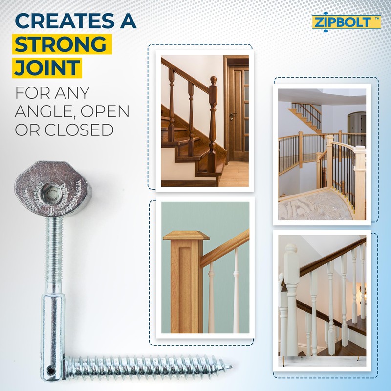 Zipbolt 11.550 Angled Railbolt Bulk Pack — Angled Staircase Handrail