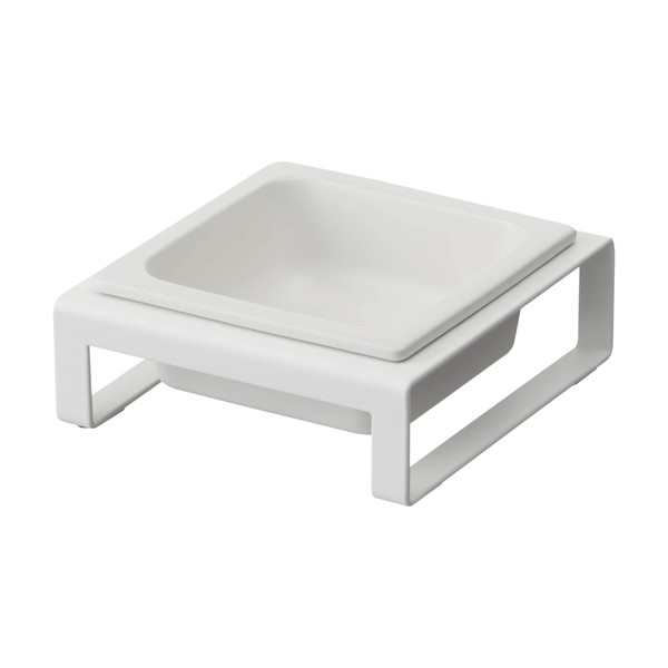 Yamazaki 5814 Pet Food Bowl Stand, White, Approx. W 5.9 x D 6.1 x H 2.4 inches (15 x 15.5 x 6 cm), Tower, Bait, Water Container
