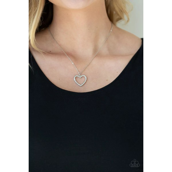 Paparazzi ~ GLOW by Heart White Rhinestone Necklace ~ *NEW