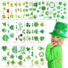 18 Sheet St.Patrick's Day Shamrock Tattoos, St. Patrick's Day Temporary Tattoo Stickers Irish Lucky Tattoo for Kids Adults St. Patrick's Day Decorations Party Supplies