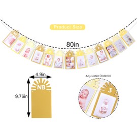 You Are My Sunshine Monthly Photo Banner - Sunshine Baby 1st Birthday Party Decorations,Sun 1 To 12 Months Photo Banner,Newborn First Year Milestones Banner