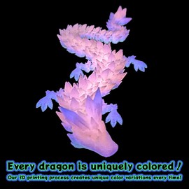 Flavery 3D Printed Dragon - 24 inch Large Pearly Sheen Articulated Dragon Fidget Toy, 3D Printed Gift for Birthday, Figurine Decor(Glow Rainbow)