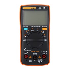 An8009 Digital Multimeter, Auto Range True Rms ACDC Voltage Electronic Meter with Large Overview Backlit LCD Display for Electrical Tests