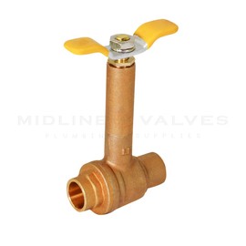 Midline Valve 75343 Premium Brass Ball Valve, Long Bonnet with T-Handle with 1/2 in. Sweat Connections