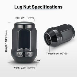 EVIL ENERGY 20 PCS 1/2″-20 Lug Nuts Set, Closed End Bulge Acorn Wheel Lug Nuts, Cold-Forged Carbon Steel Wheel Nut for OEM Wheels, Black