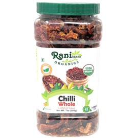 Rani Organic Chilli Whole (Lal Mirch Sabut) 7oz (200g) PET Jar ~ All Natural | Vegan | No Colors | Gluten Friendly | NON-GMO | Kosher | USDA Organic Certified