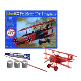 Revell 74116 Starter Kit Fokker DR.1 Triplane 1:72 Scale Unbuilt Plastic Model Kit with Accessories