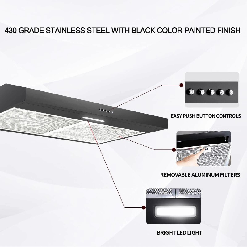 SNDOAS Kitchen Under Cabinet 30 inch Range Hood Convertible 230CFM
