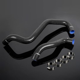 PIT66 Silicone Coolant Radiator Hose Kit, Compatible with 2001-2004 Ford F250 F350 F450 F550 Super Duty Powerstroke Diesel 7.3L Black with Clamps