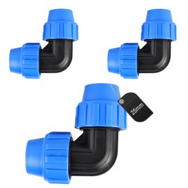 SWAWIS PP Fitting Screw Connection for PE Pipe 25 mm PE Pipe Fitting Angle 90° Plastic PP Coupling Blue Pack of 3