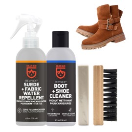 GEAR AID Revivex Suede Hiking and Work Boot Cleaner and Conditioning Kit | Waterproof Breathable Gore-Tex | Includes Soap, Water Repellent, Brush to Remove Dirt, Eraser Reduces Scuffs | 2 Pack