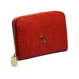 Women's Wallet Made of Vegan Cork Leather, Small Women Wallet with RFID Protection, Vegan Wallet, Cork Purse Sustainable and Fair, red, Modern