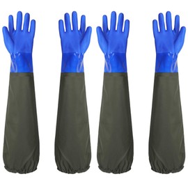YUACT Fisheries Gloves, Long Gloves, Water Work, Fisherman Gloves, Alkali Resistant, Acid-resistant, Waterproof Gloves, 27.6 inches (70 cm), 4 Pieces