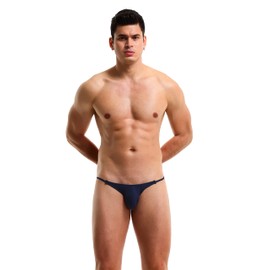 Maiclaice Tanga Ropa Interior de Seda de Hielo para Hombre, Azul Marino, Large