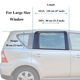 TFY Universal Car Rear Side-Door Square-Window Sunshades - for Vehicles with Side Windows 31.5Inch - 47Inch W x 23Inch H (Large Rectengular Window)