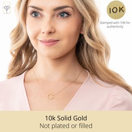 MAX + STONE 10k Gold Circle Necklace for Women | Yellow Gold Open Circle Pendant Necklace for Women | Real Gold Necklace for Women | Adjustable 16-18 Inch Dainty Gold Karma Necklace
