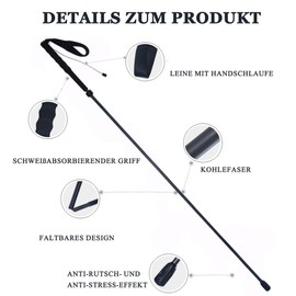 OKHEALING Trekking Poles 【Ultralight】Carbon Fibre 5 Sections, Set of 2, Hiking Poles, Mountaineering Equipment, Walk Cap, Moisture Wicking, with Storage Bag, Plain (130 cm)