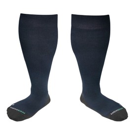 HOYISOX Plus Size Compression Knee High Socks, Wide Calf Extra Large for Men and Women, Comfortable Cotton (US, Alpha, 5X-Large, Regular, Regular, Navy)