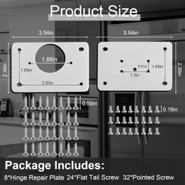 KesaPlan 4Pairs Thick Hinge Repair Plate Kit with Hole for Cabinet, Rust Resistant Stainless Steel Plate Repair Brackets, Easy Installation Hinges with Mounting Screws Fixing for Kitchen Cupboard Door