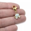 Hackberry Creek Dainty Cyan Enamel Pumpkin Carriage Clip-On Charm, Gold