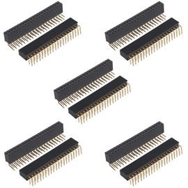 ZDE 2 x 20 Pin Female Headers 2.54 mm Pitch Dual Row Right Angle Pin Headers Connector for PCB Board Raspberry Pi Arduino Pack of 10
