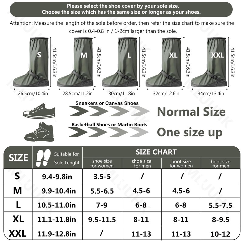 Rain Shoe Covers, Reusable Waterproof Rain Cover for Shoes, Non-Slip